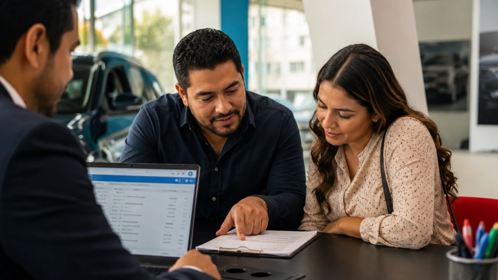 pareja-y-asesor-revisando-documentos-en-la-agencia